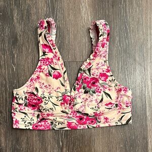 Floral Ruffle Bikini Swim Top